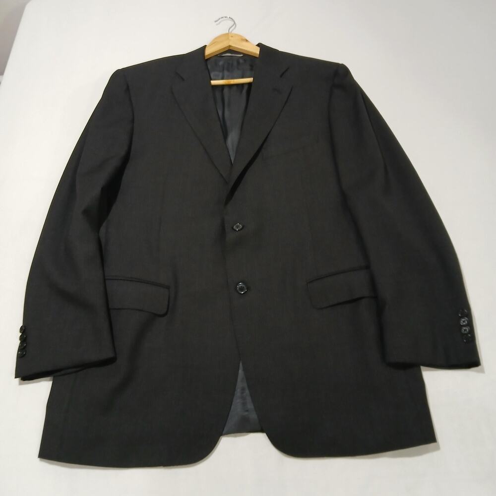 Canali Suit Jacket Mens EU 56 US 46L Gray Wool Classic Fit 2 Button Italy